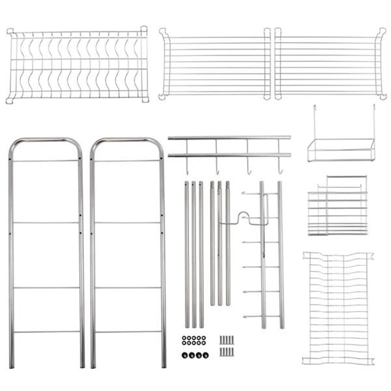 GAOMON Double Layer Bowl Rack Shelf Dish Drainer 90cm Inner Length Kitchen Organizer Silver