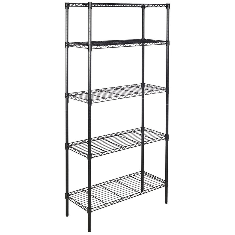 GAOMON 5-Layer Metal Shelf Rack Storage Rack for Kitchen Laundry Bathroom 180*90*35 Black