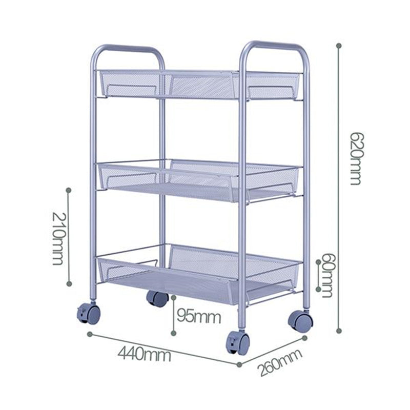 GAOMON 3 Layer Removable Storage Cart 44 x 26 x 62cm Silver
