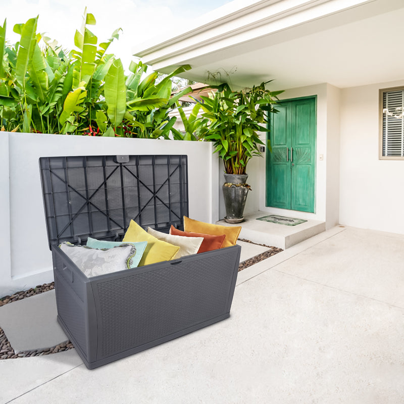 GAOMON Outdoor Garden Plastic Deck Box 120gal Storage Capacity Waterproof Lockable Container