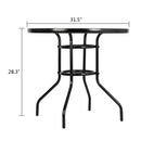 GAOMON Outdoor Round Dining Table Weather-Proof Yard Garden Tempered Glass Table