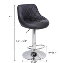 GAOMON 2pcs Shell Back Adjustable Swivel Bar Stools PU Leather Black