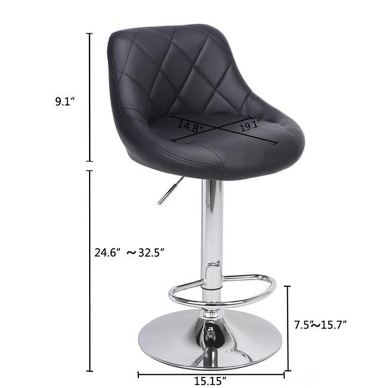 GAOMON 2pcs Shell Back Adjustable Swivel Bar Stools PU Leather Black