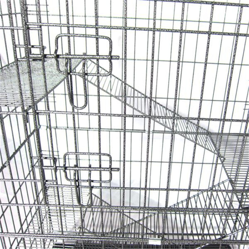 GAOMON Pet Wire Cage Folding Game Fence Portability Cat Nest with Climbing Ladder Silver