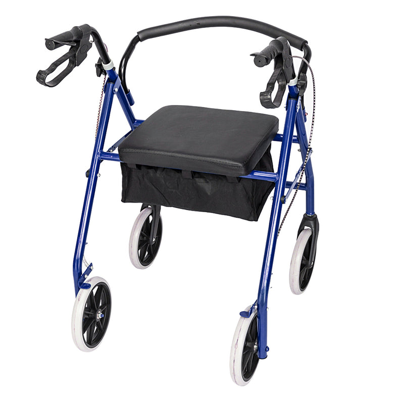 GAOMON Basket Walker Chair Wheel Rollator Walker Removable Back Support Blue