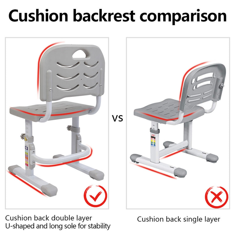 GAOMON 70cm Kids Desk Chair Set Height Adjustable Children Study Desk Gray