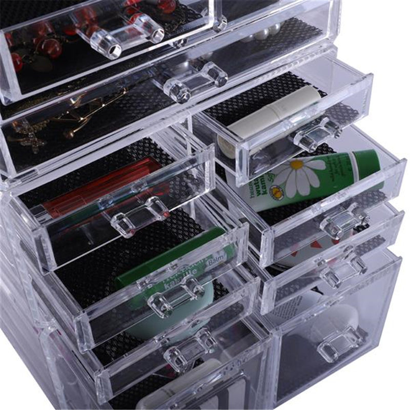GAOMON 4Pcs/Set Makeup Organizer Plastic Cosmetic Storage Drawers Display Box Transparent