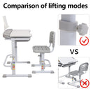 GAOMON 70cm Kids Desk Chair Set Height Adjustable Children Study Desk Gray