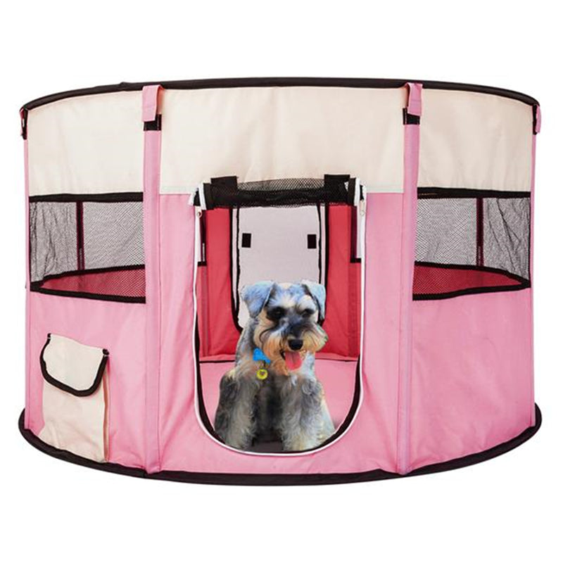 GAOMON 40inch Folding Pet Game Fence Tent Portable Round Dog House Cat Nest Bed Pink