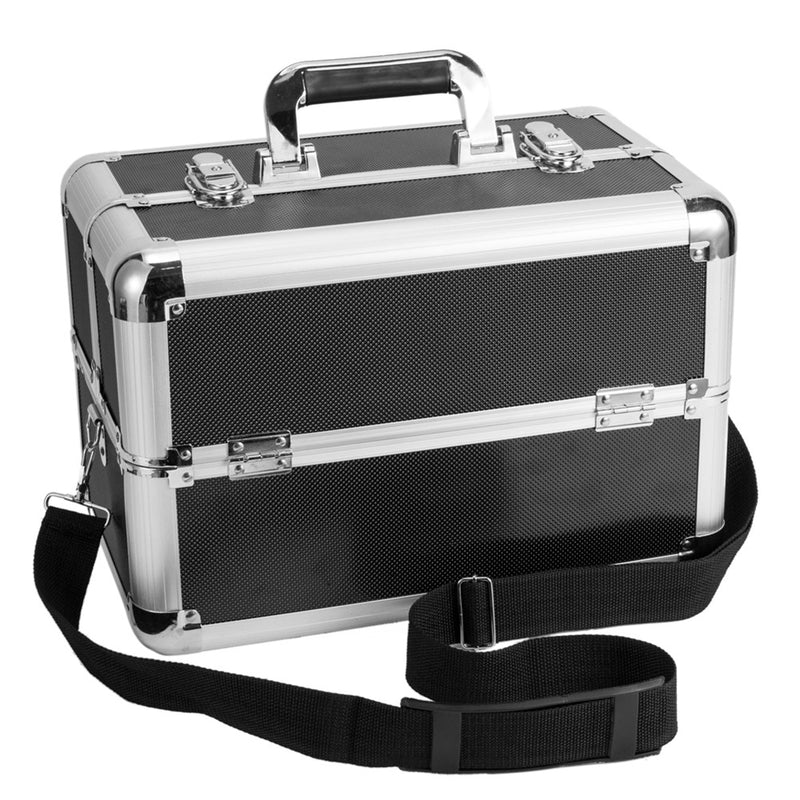 GAOMON Double-open Cosmetic Storage Box Travel Beauty Cosmetic Case Black