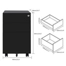 GAOMON 39cm Movable Storage Cabinet with 3 Side-pull Drawers File Cabinet Black