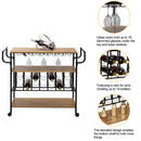 GAOMON 3-tier Wine Rack Cart Kitchen Rolling Storage Bar Wood Table Serving Trolley Black