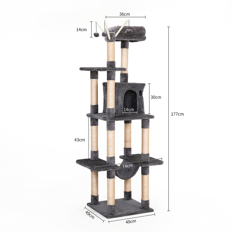 GAOMON Cat Tree Toy Plush Indoor Multistory Cat Tree Toys Cat Climbing Frame Toy Grey
