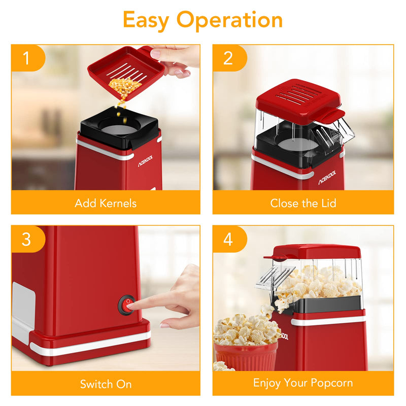 GAOMON Popcorn Maker PA1 No-Oil 2 Minutes Popcorn Machine