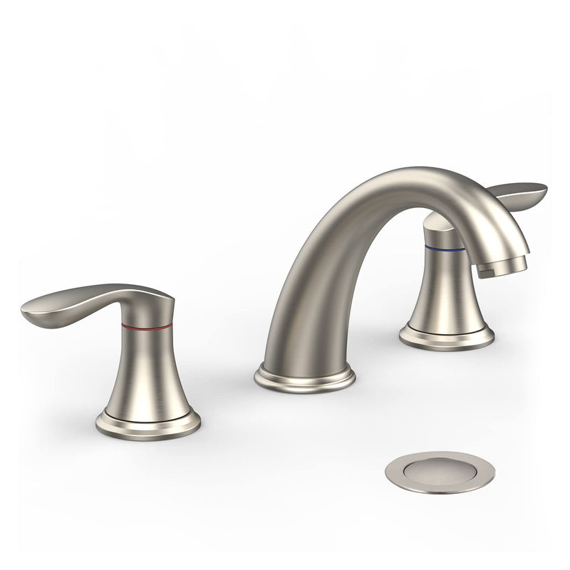 GAOMON Bathroom Sink Faucet Widespread Matte Black Bathroom Faucet 3 Hole Brushed Nickel