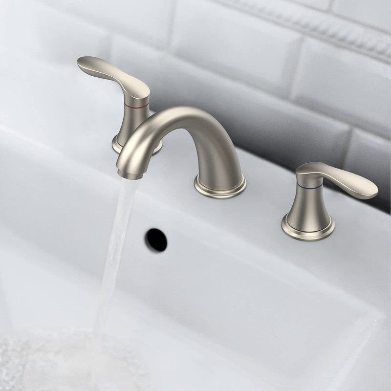 GAOMON Bathroom Sink Faucet Widespread Matte Black Bathroom Faucet 3 Hole Brushed Nickel