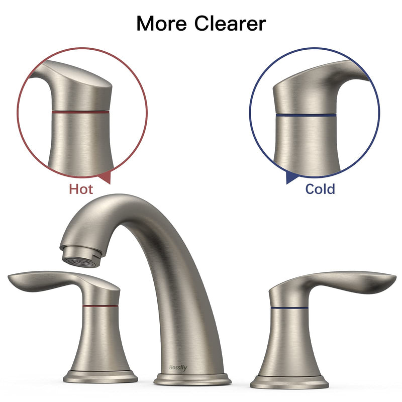 GAOMON Bathroom Sink Faucet Widespread Matte Black Bathroom Faucet 3 Hole Brushed Nickel