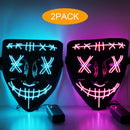 GAOMON Halloween 2pcs LED Mask Scary Mask Blue Pink