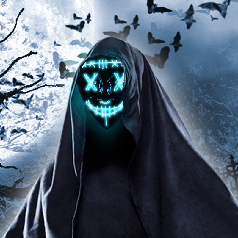 GAOMON Halloween 2pcs LED Mask Scary Mask Blue Pink
