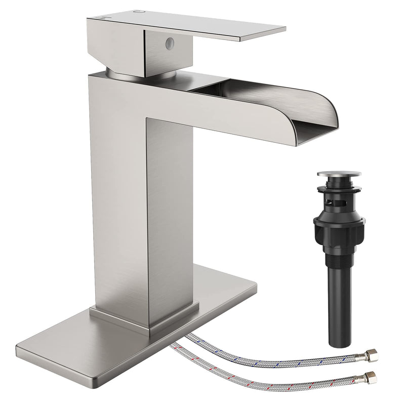 GAOMON Brushed Nickel Bathroom Sink Faucet for 1 or 3 Holes Modern Single Handle Bathroom Faucet