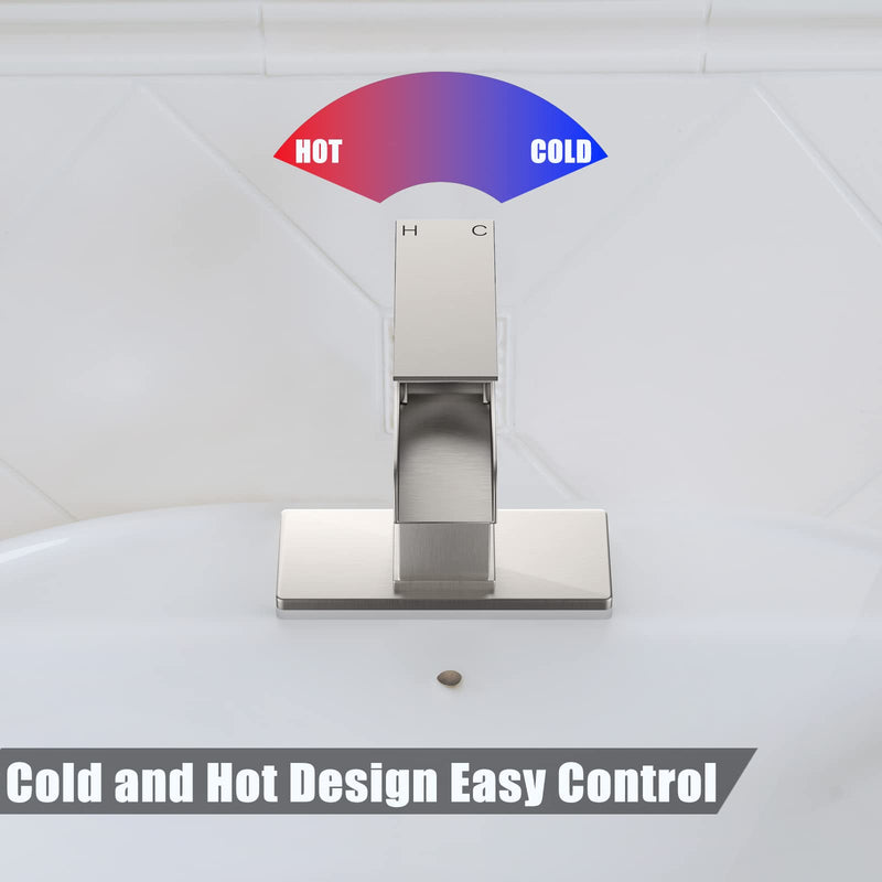 GAOMON Waterfull Single Handle Bathroom Faucet Brushed Nickel Short Handle Pull