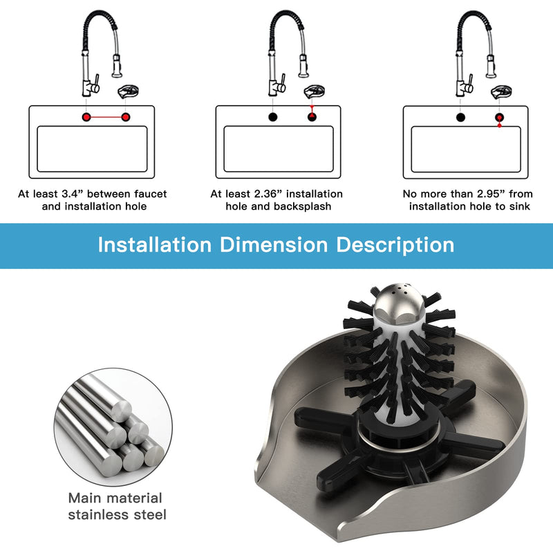 GAOMON Stainless Steel Glass Rinser Brushed Nickel