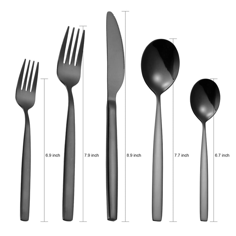 GAOMON 20 Piece Stainless Steel Kitchen Flatware Set - Black