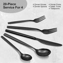 GAOMON 20 Piece Stainless Steel Kitchen Flatware Set - Black