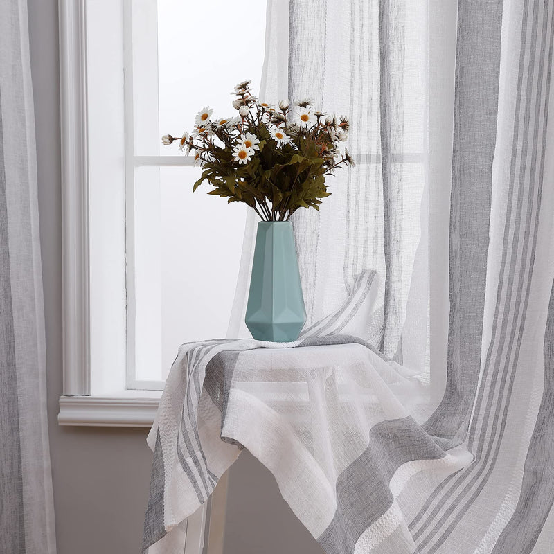 GAOMON 52"W Sheer Curtains for Living Room Bedroom Dark Grey 52"W x54"L