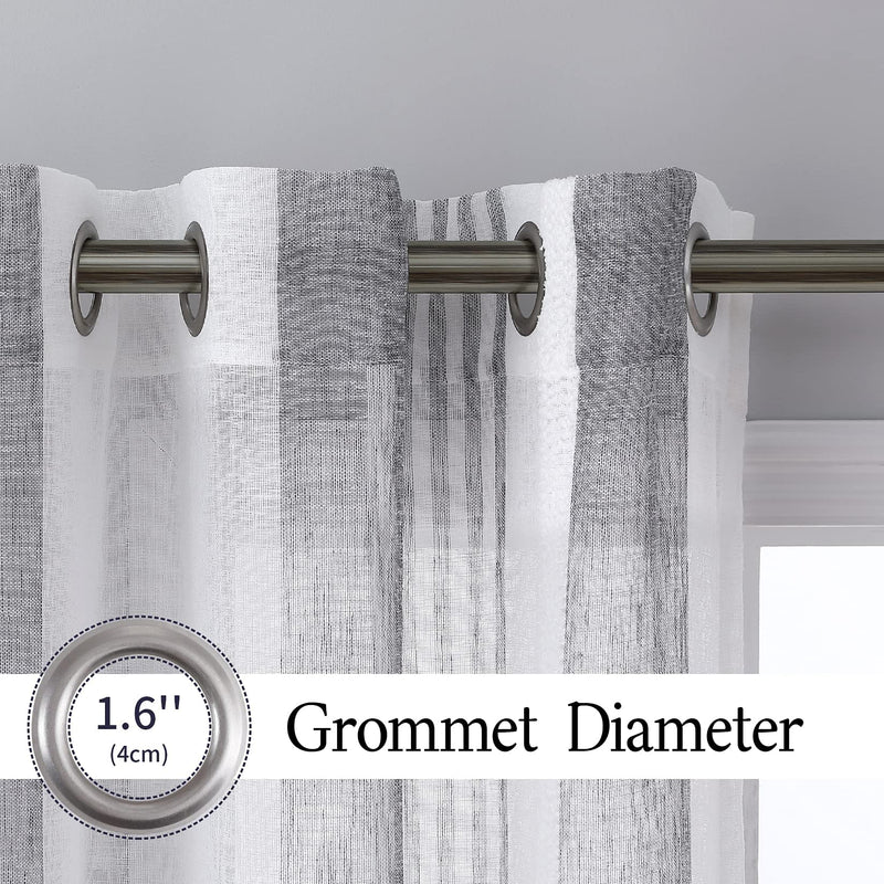 GAOMON 52 inches W Sheer Curtains for Living Room Bedroom Dark Grey 52 inches W x95 inches L
