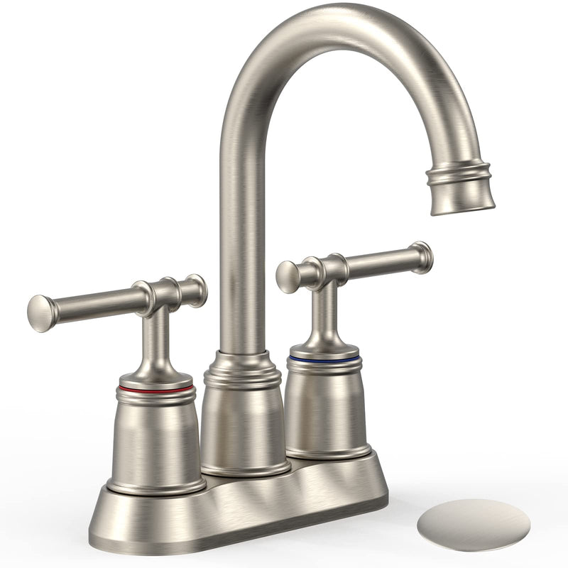 GAOMON 4 inch Classical Bathroom Faucets for Sink 2 Holes 3 Holes Brushed Nickel