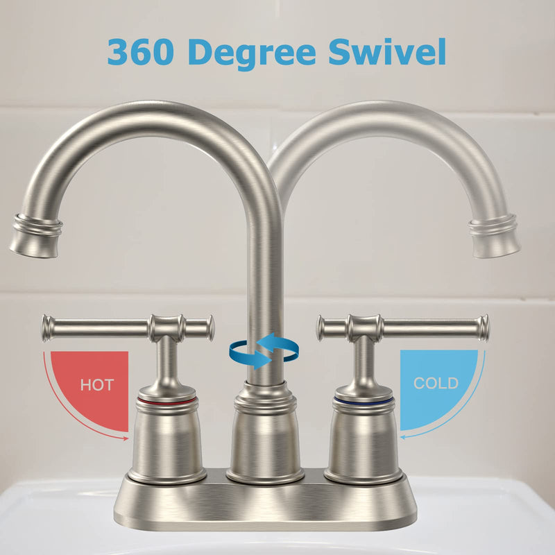 GAOMON 4 inch Classical Bathroom Faucets for Sink 2 Holes 3 Holes Brushed Nickel