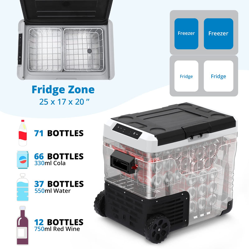 GAOMON 12V Refrigerator 53Quarts 50L RV Car Refrigerator Portable Refrigerator Freezer