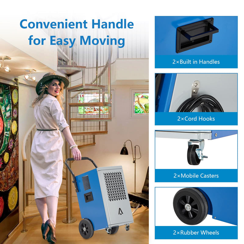 GAOMON 140 Pints Commercial Dehumidifier Portable Industrial Dehumidifier for Home Basement Garages Job Site