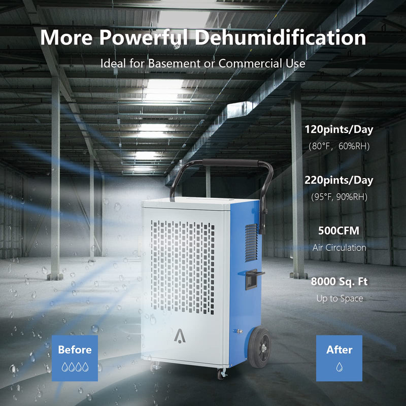 GAOMON 220 Pints Commercial Dehumidifier Portable Industrial Dehumidifier For Home Basement Garages Job Site