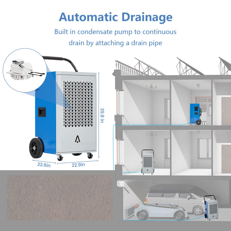 GAOMON 220 Pints Commercial Dehumidifier Portable Industrial Dehumidifier For Home Basement Garages Job Site