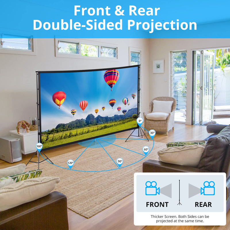 GAOMON Projector Screen With Stand 120 Inch 16:9 4K HD Rear & Front Projections Movies Screen With Carry Bag