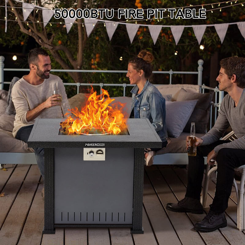 GAOMON 32 Inch Propane Fire Pit Table 50000BTU Rectangle Fire Table