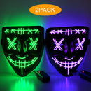 GAOMON Halloween 2pcs LED Mask Scary Mask Green Purple