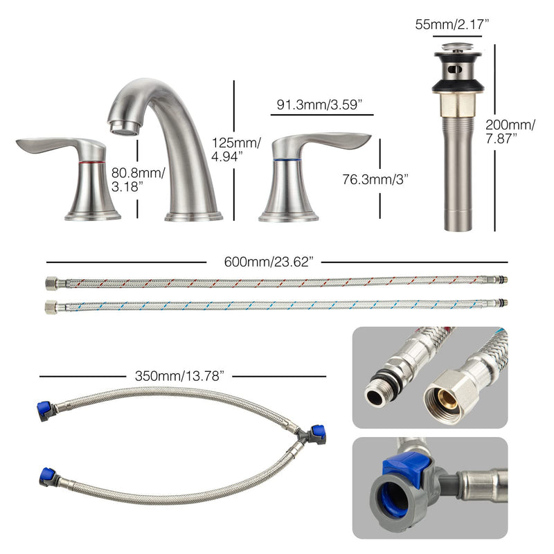 GAOMON Bathroom Faucet 8 Inch Bathroom Faucets for Sink 3 Hole Widespread Brushed Nickel Bathroom Faucet