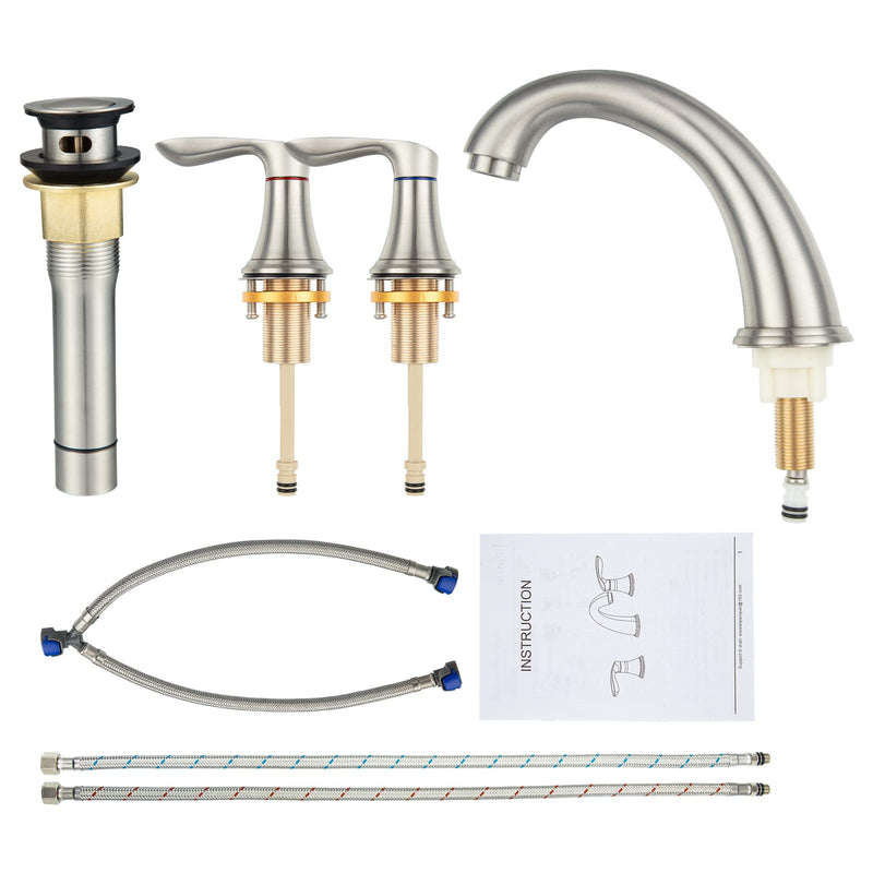GAOMON Bathroom Faucet 8 Inch Bathroom Faucets for Sink 3 Hole Widespread Brushed Nickel Bathroom Faucet