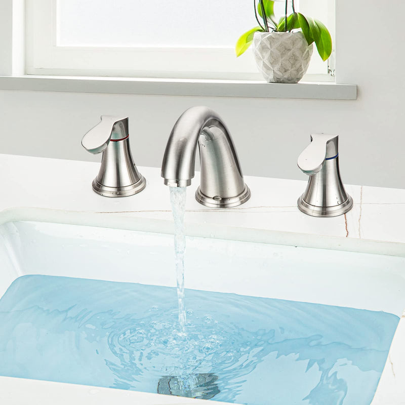 GAOMON Bathroom Faucet 8 Inch Bathroom Faucets for Sink 3 Hole Widespread Brushed Nickel Bathroom Faucet