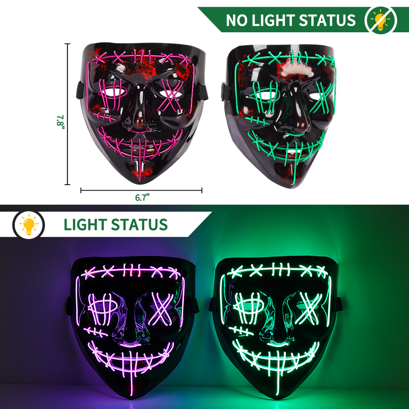 GAOMON Halloween Mask 2 colors Scary LED Mask for Halloween Cosplay Costume