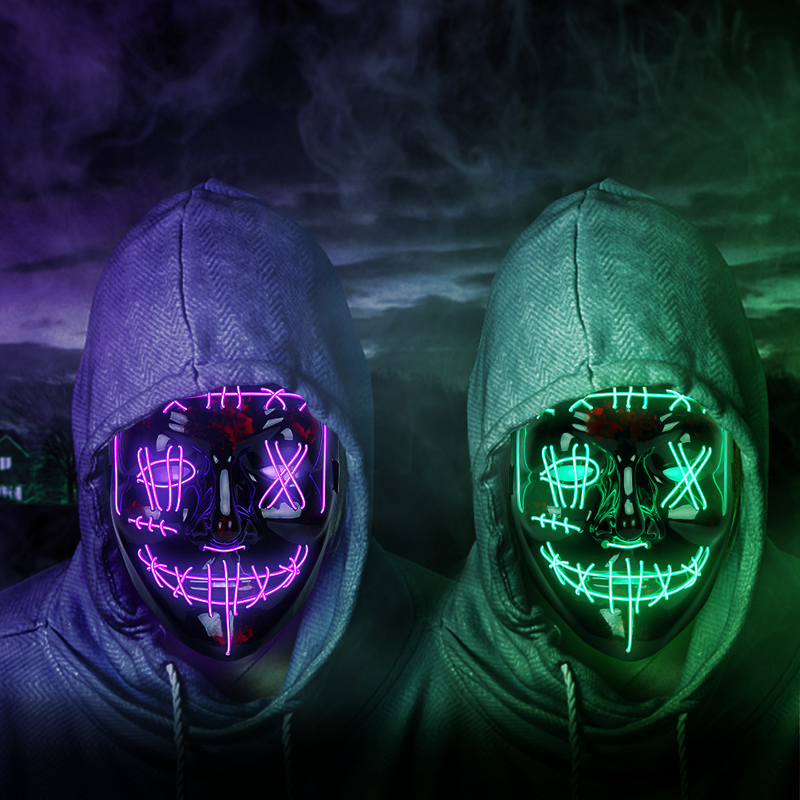 GAOMON Halloween Mask 2 colors Scary LED Mask for Halloween Cosplay Costume