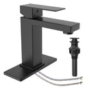 GAOMON Matte Black Bathroom Sink Faucet for 1 or 3 Hole Pop Up Drain Stopper & Water Supply Hoses No-Lead