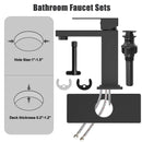 GAOMON Matte Black Bathroom Sink Faucet for 1 or 3 Hole Pop Up Drain Stopper & Water Supply Hoses No-Lead