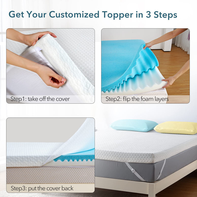 GAOMON 4 Inch Memory Foam Mattress Topper Dual Layer Mattress Topper - California King