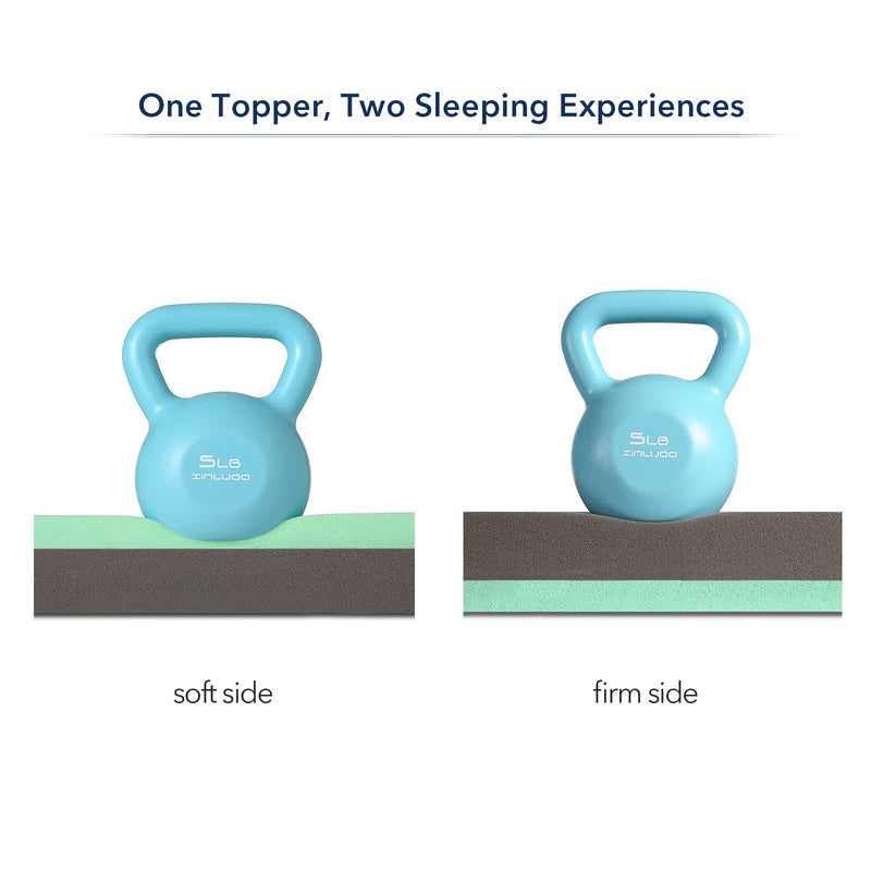 GAOMON Mattress Topper Full 3 Inch Green Tea Egg Crate Memory Foam Mattress Topper