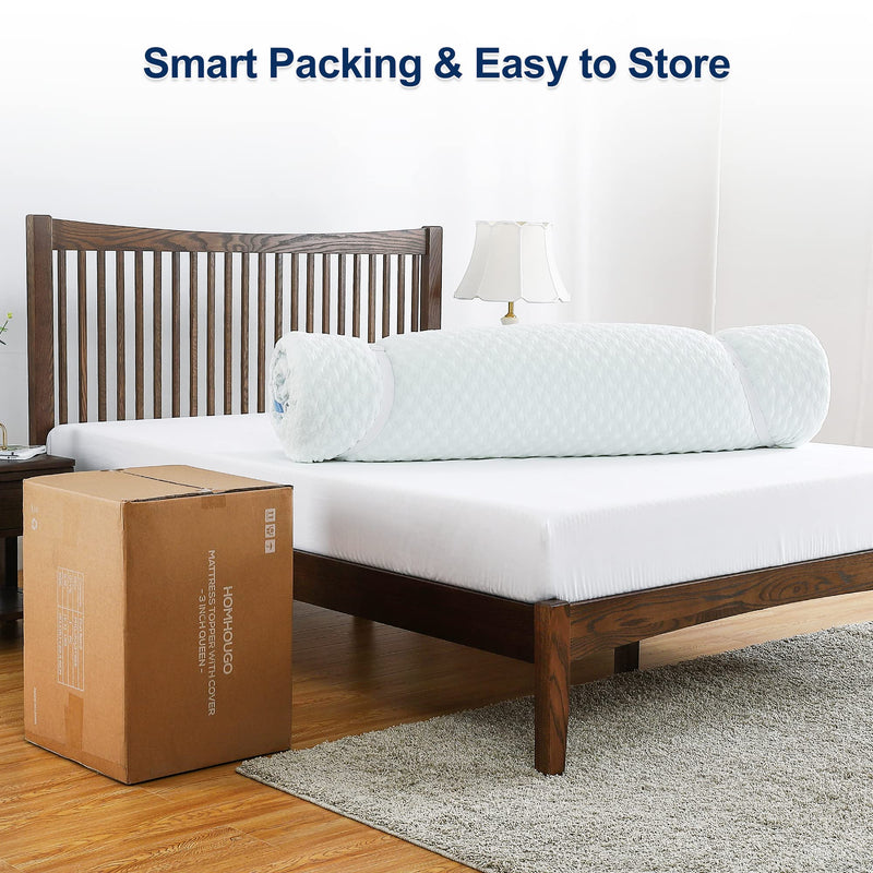 GAOMON Mattress Topper Full XL 3 Inch Green Tea Egg Crate Memory Foam Mattress Topper