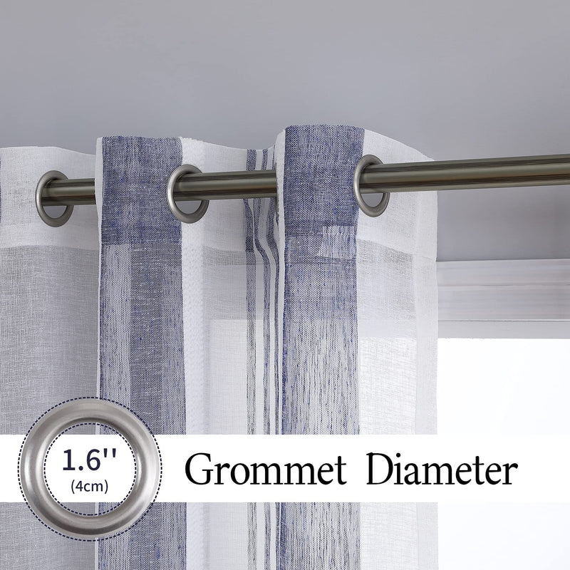 GAOMON 52 inches W Sheer Curtains for Living Room Bedroom Navy Blue 52 inches W x84 inches L